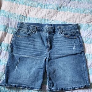 Democracy Medium Blue Distressed Jean Shorts